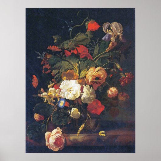 Ruysch - Blume in einer Glasvase Poster (Vorne)