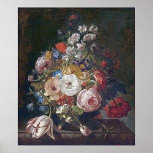 Ruysch - Bouquet von Blume in einer Glasvase Poster