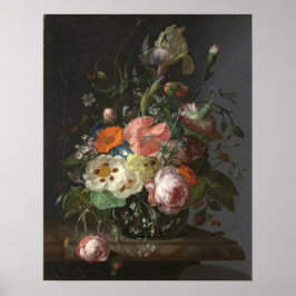 Ruysch - Stillleben mit Blume auf einem Marmortisc Poster