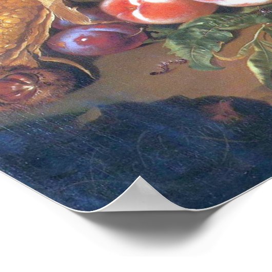 Ruysch - Stillleben mit Früchten, Nest, Lizard Poster (Ecke)