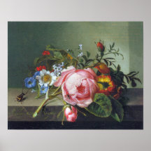 Ruysch - Zweigstelle Rose mit Kafer und Biene