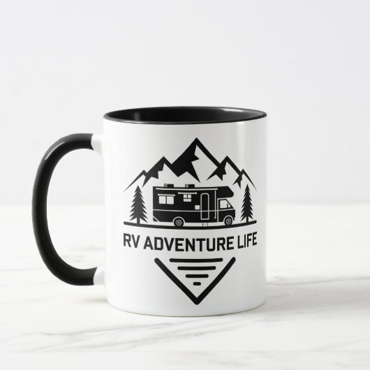 RV-Abenteuer-Leben-Mountain-Camper-Design Tasse (Links)