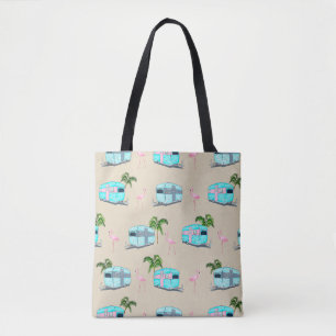 RV Beach Camping mit Flamingos Tasche