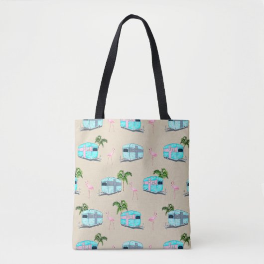 RV Beach Camping mit Flamingos Tasche (Vorderseite)