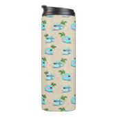 RV Beach Camping mit Flamingos Thermosbecher (Nach rechts gedreht)