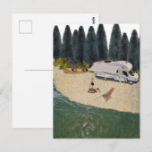 RV Camper im Wald am Wasser Postkarte (Vorne/Hinten)