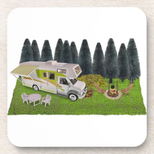 RV Camper im Wald Getränkeuntersetzer (Vorderseite)