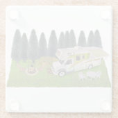 RV Camper im Wald Glasuntersetzer (Rückseite)
