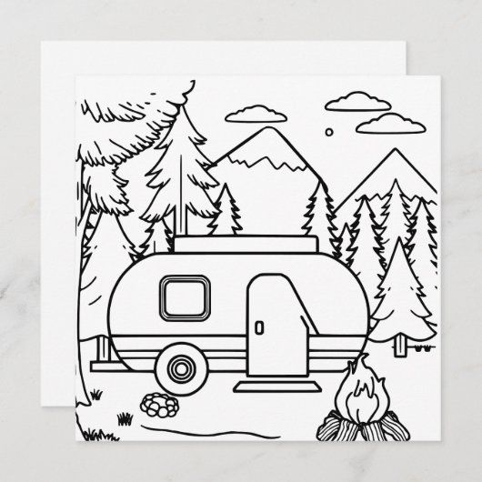 RV Camper und Campfire | Farbseite (Vorne/Hinten)