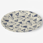 RV Camper Zelt Campfire Muster Pappteller (Schrägansicht)