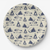 RV Camper Zelt Campfire Muster Pappteller (Vorderseite)