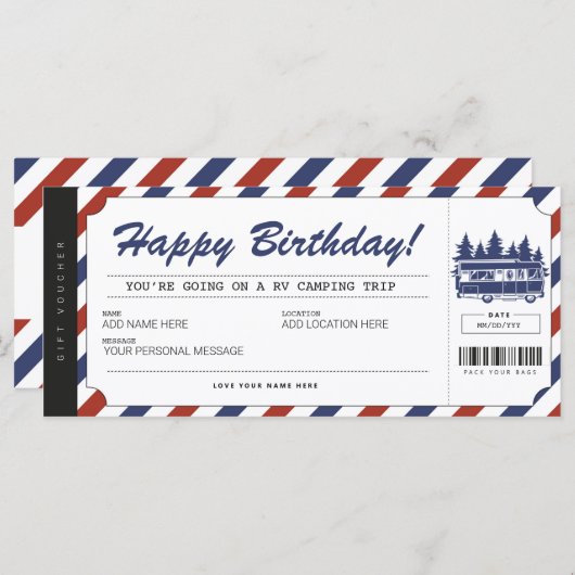 RV Camping Geschenkgutschein Sommercampingplatz (Vorne/Hinten)