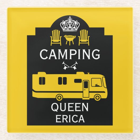 RV Camping Queen USA Glasuntersetzer (Vorderseite)