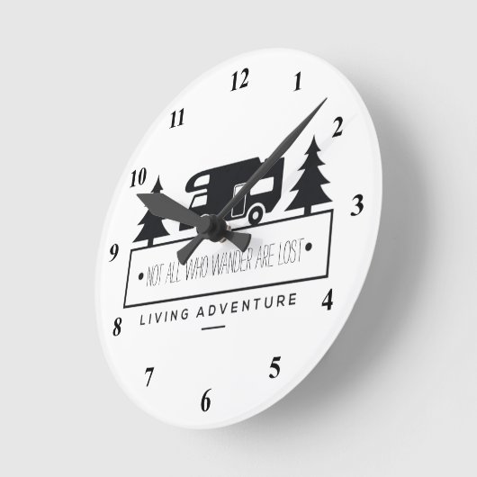 RV-Camping | Reiseangebot Wanderlust Runde Wanduhr (Winkel)