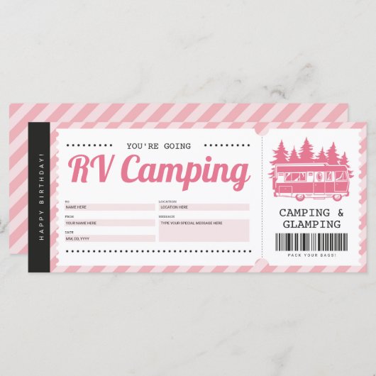 RV Camping Rosa Gutschein, Summer Camp Certificate (Vorne/Hinten)