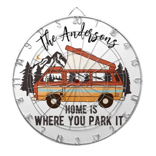 RV Camping Tent Trailer Zuhause ist der Ort, an de Dartscheibe (vorne)