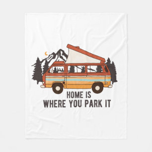 RV Camping Trailer "Zuhause is where you park It" Fleecedecke