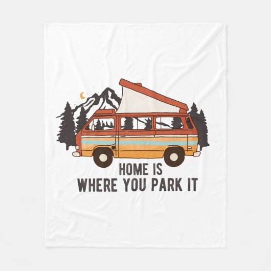 RV Camping Trailer "Zuhause is where you park It" Fleecedecke (Vorderseite)