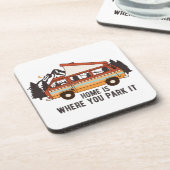 RV Camping Trailer "Zuhause is where you park It" Getränkeuntersetzer (Linke Seite)