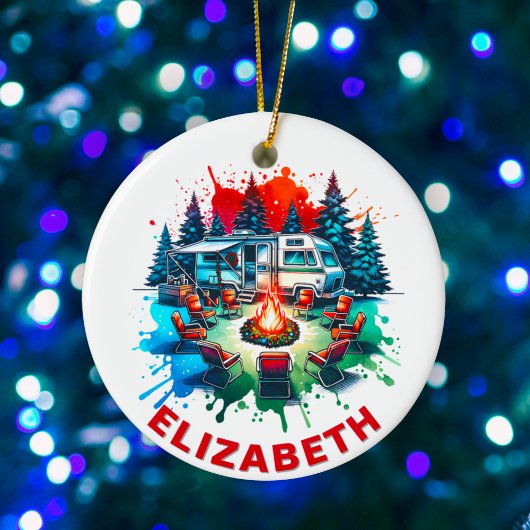 RV Camping und Campfire Individuelle Name Keramik Ornament