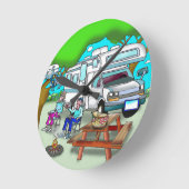RV Cartoon 9475 Runde Wanduhr (Winkel)