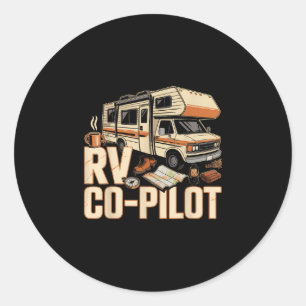 RV-Copilot RV-Camping Camper Sonnenuntergang lands Runder Aufkleber