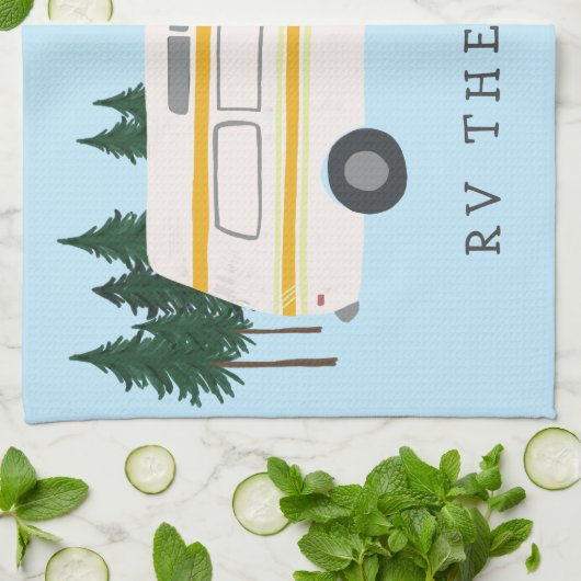 RV DA NOCH? Campervan Camping RVing Trees Forest Geschirrtuch (Gefaltet)