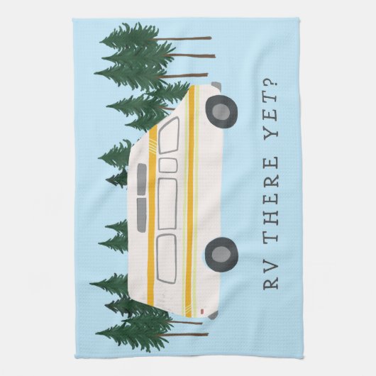 RV DA NOCH? Campervan Camping RVing Trees Forest Geschirrtuch (Vertikal)