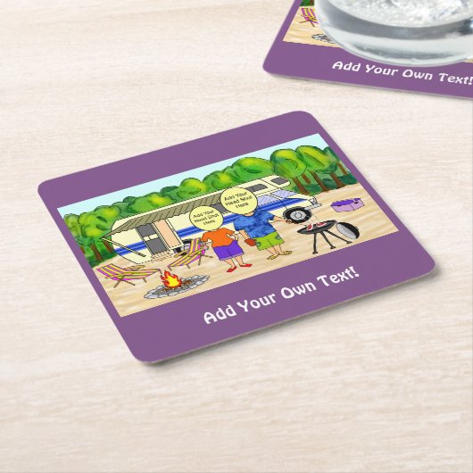 RV Funny Cartoon Rechteckiger Pappuntersetzer (angewinkelt)