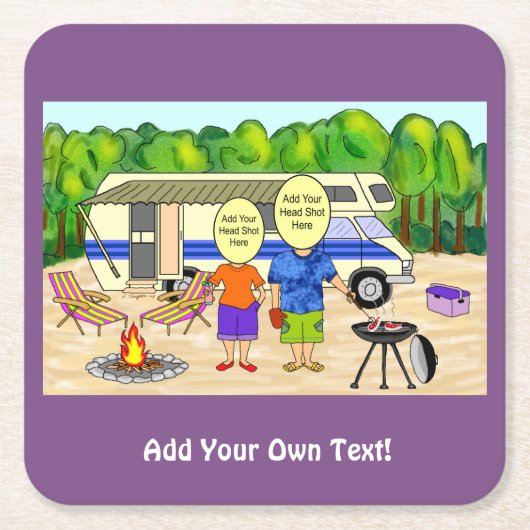 RV Funny Cartoon Rechteckiger Pappuntersetzer (Vorderseite)