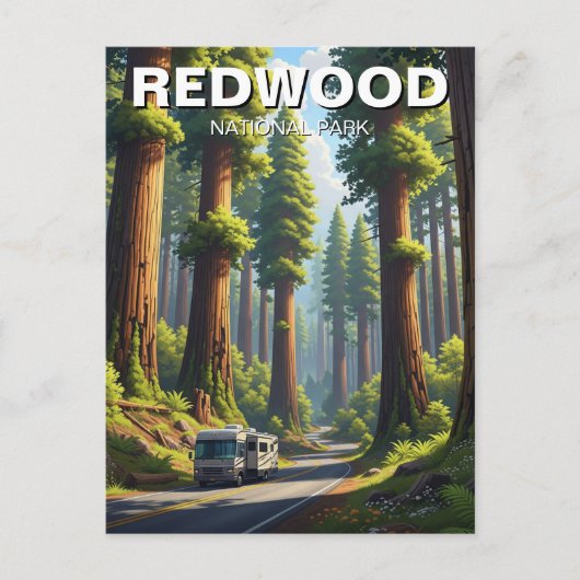 RV im Redwood-Nationalpark Postkarte (Vorderseite)