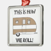 RV-Ornamente - "So rollen wir" Silbernes Ornament (Links)