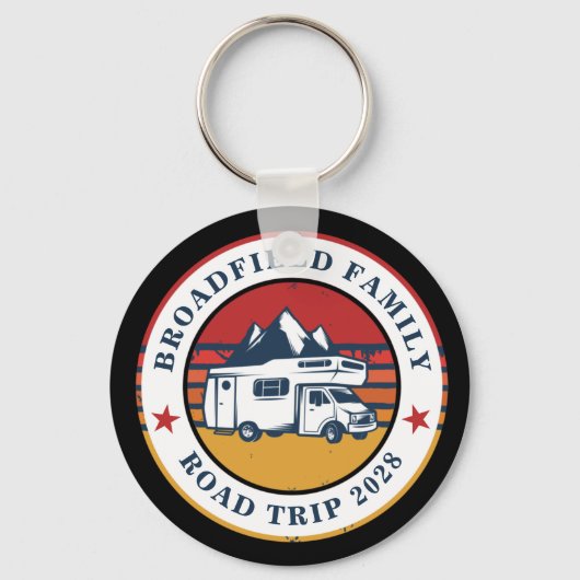 RV Road Trip Family Wiedersehen Adventure Retro Schlüsselanhänger (Vorderseite)