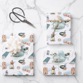 RV Truck Camper Wald Erlebnis Camping Muster Geschenkpapier Set