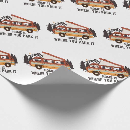 RV Zelt Trailer "Zuhause is where you park It" Geschenkpapier (Ecke)