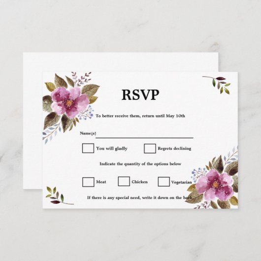 RVSP RSVP KARTE (Vorne/Hinten)