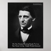 RW Emerson "ready to live" Weisheitszettel Geschen Poster (Vorne)