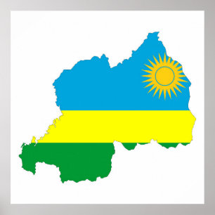 rwanda country flag shape map symbol poster