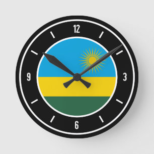 Rwanda Flag Elegant Runde Wanduhr