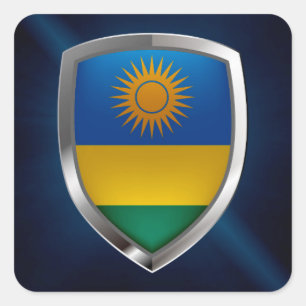 Rwanda Metallic Emblem Quadratischer Aufkleber