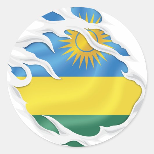 Rwanda Ripped Flag Classic Round Sticker (Vorderseite)