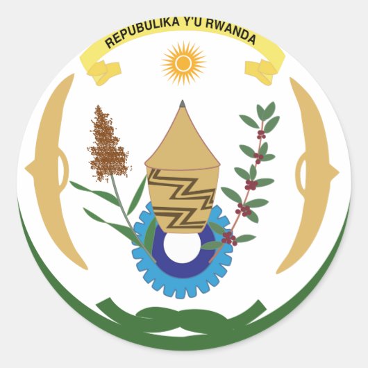 Rwanda-Wappen Runder Aufkleber (Vorderseite)