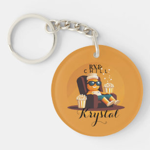 Rx & Chill   Funny Pharmacy Tech Names Schlüsselanhänger
