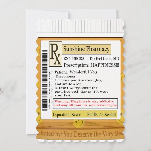 RX Funny Happiness Prescript Einladung (Rückseite)