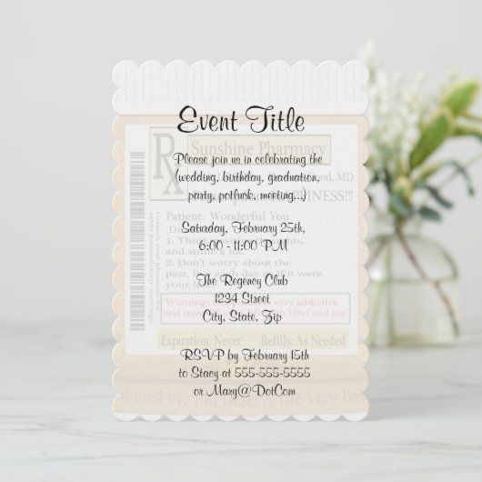 RX Funny Happiness Prescript Einladung (Stehend Vorderseite)