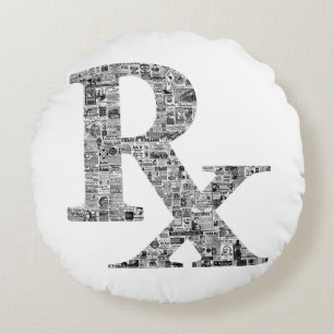 Rx Pharmacy Medical History old ads pilzen Vintag Rundes Kissen