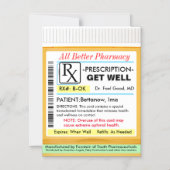 RX Prescription for Health Get Well Card Magneteinladung (Vorderseite)