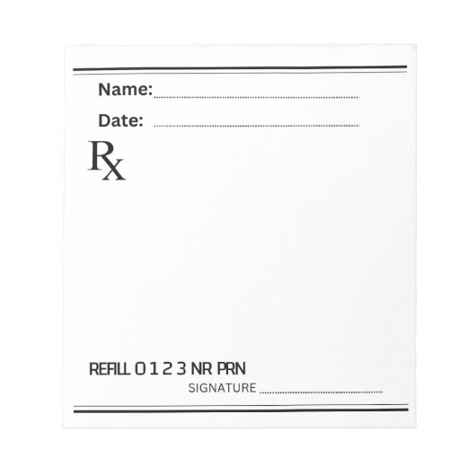 Rx Prescription Pad – Write Your Own Notes Notizblock (Vorderseite)