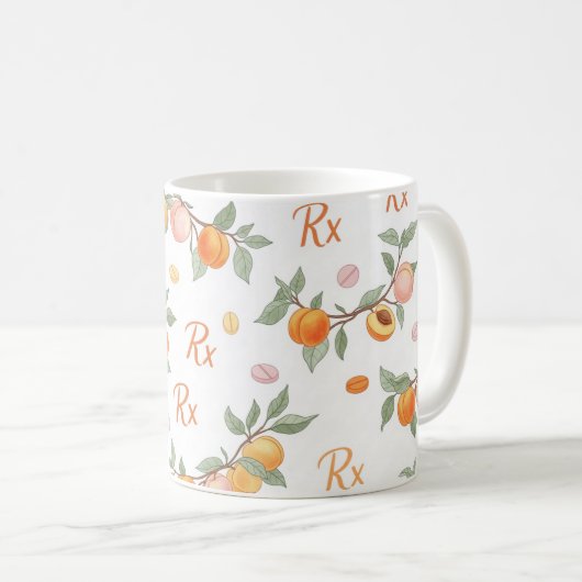 Rx Prescription Peach Pill Pattern Pharmacy Kaffeetasse (VorderseiteRechts)