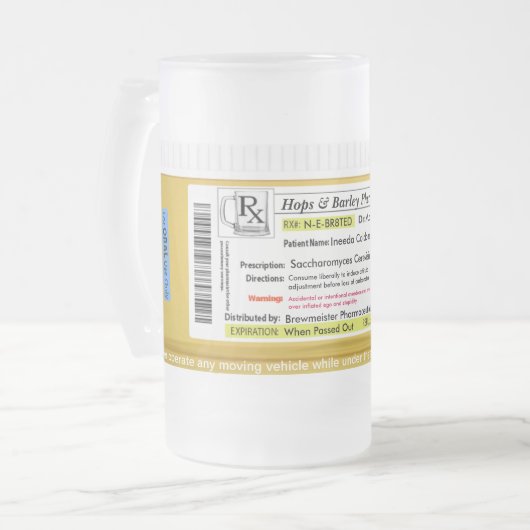 RX Verordnungs-Bier-Tasse CustomizeAbles Mattglas Bierglas (Vorderseite Links)